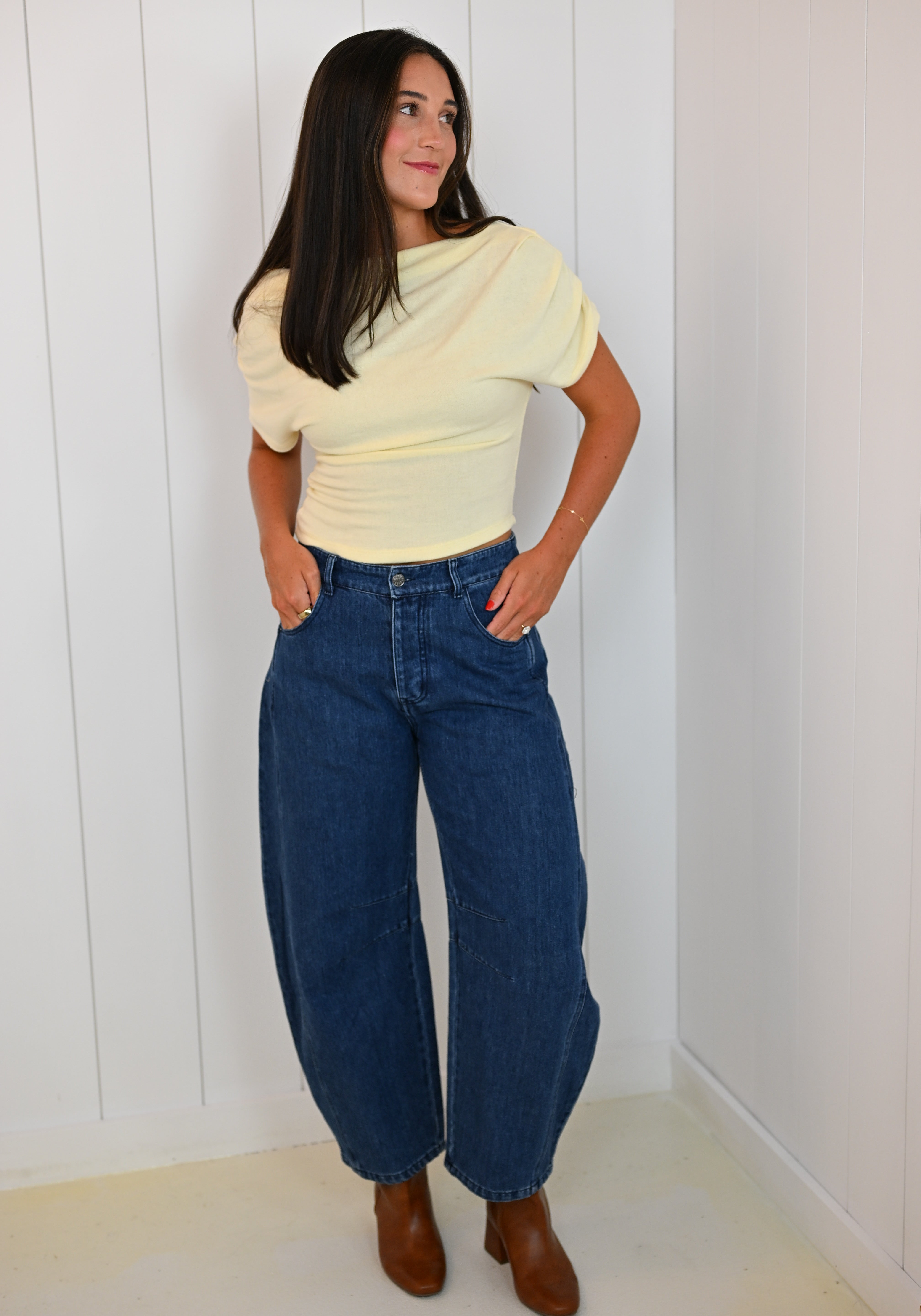 Cream Ruched Shoulder Top