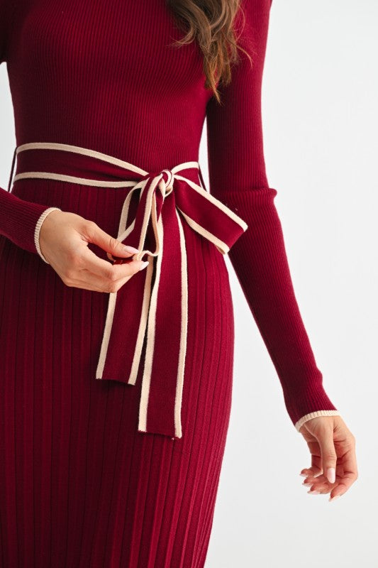 Burgundy Midi Sweater Dress