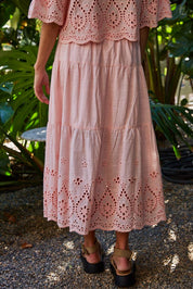 Woven Embroidered Waist Ruffled Skirt