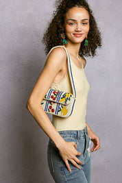 Beaded Cherry Pattern Shoulder Bag