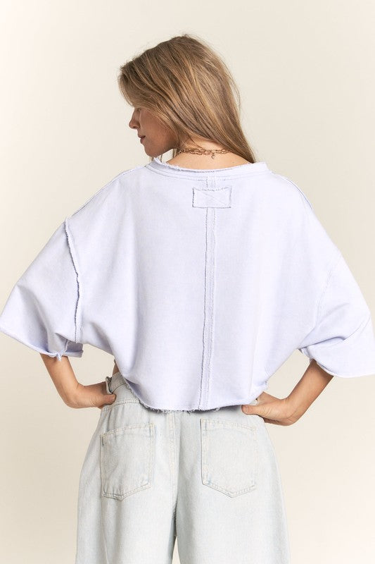 Lilac Raw Hem Oversized Box Fit Top