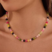 Natural Multi Color Gemstone Beaded Necklace