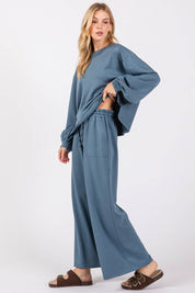 Blue Scuba Top & Pants Set