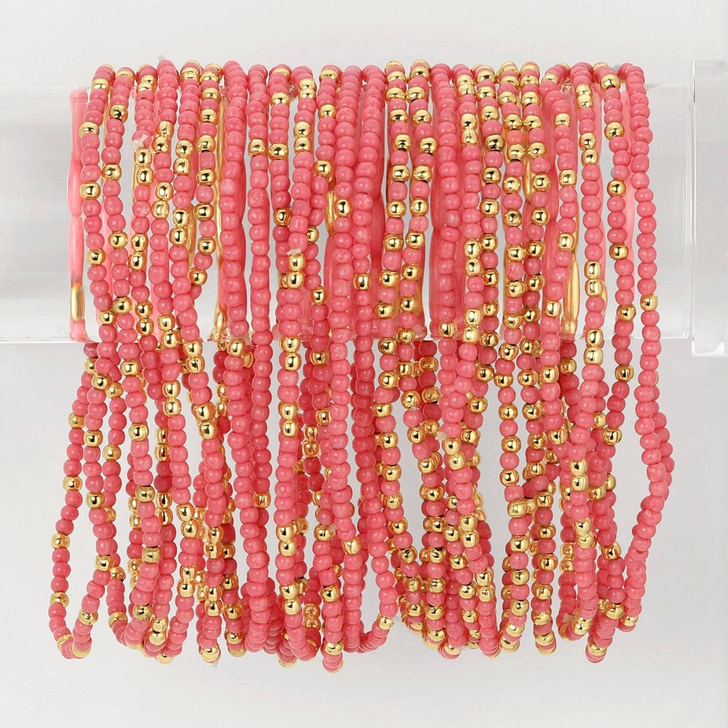 Pink Solid Seed Bead Bracelet