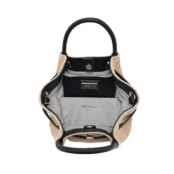 Black Selena Straw Crossbody