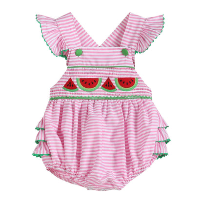 Pink Watermelon Smocked Baby