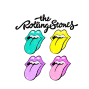 #36 - CUSTOM APPAREL — black text and 'multi color tongue & lips logo'