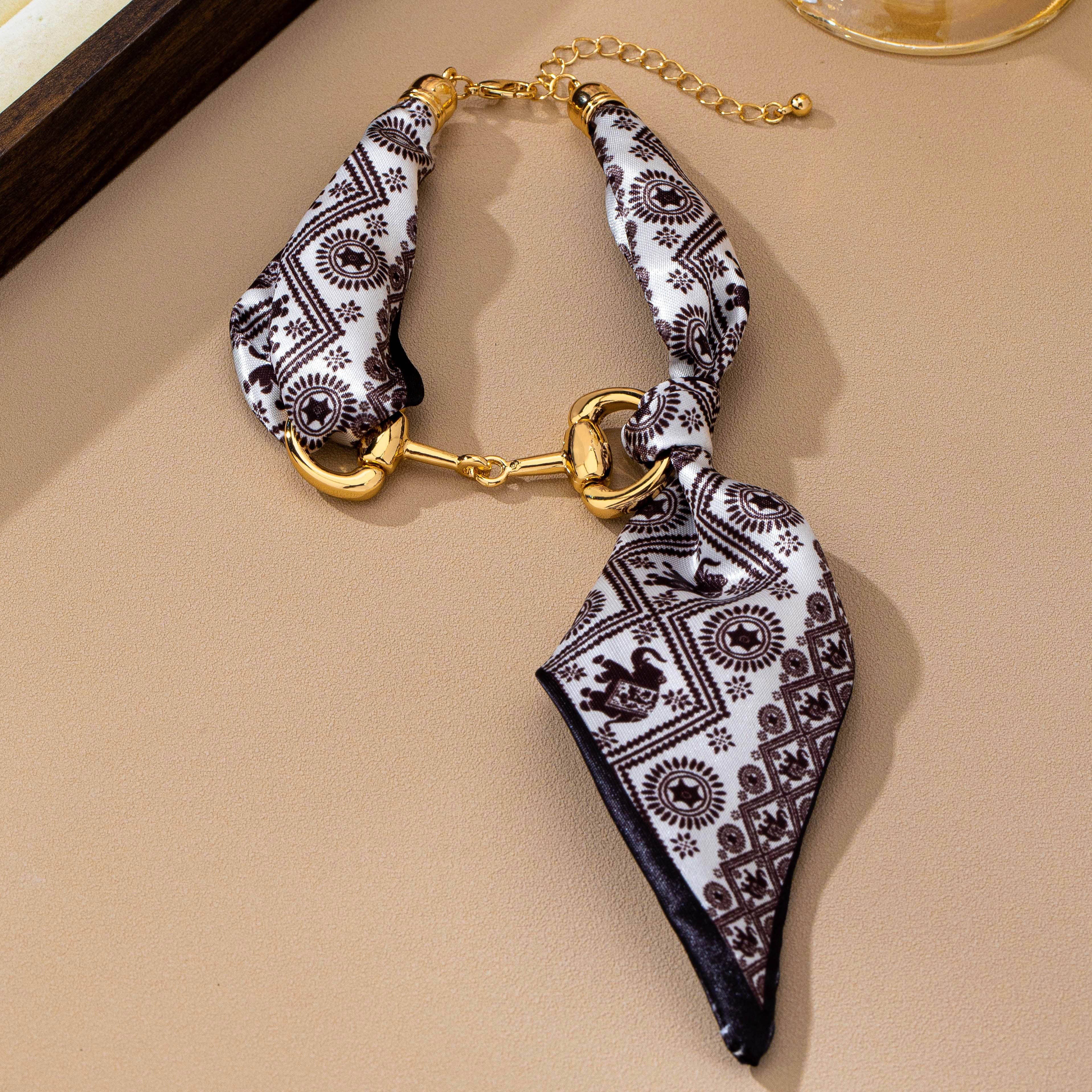 Black Horsebit Scarf Bracelet