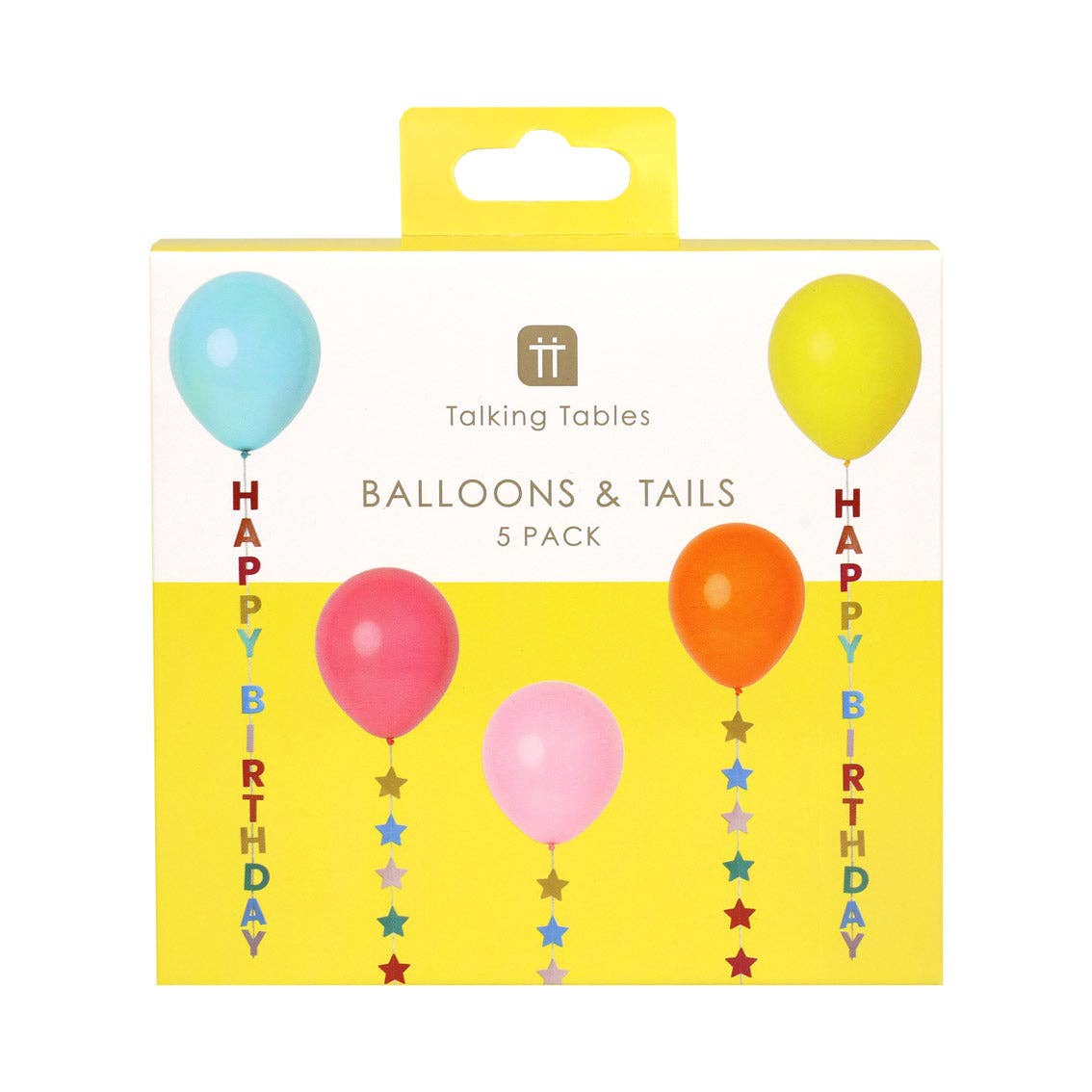 Birthday Brights Balloons With Star and Happy Birthday Tails - 5 Pack showing plastic-free products