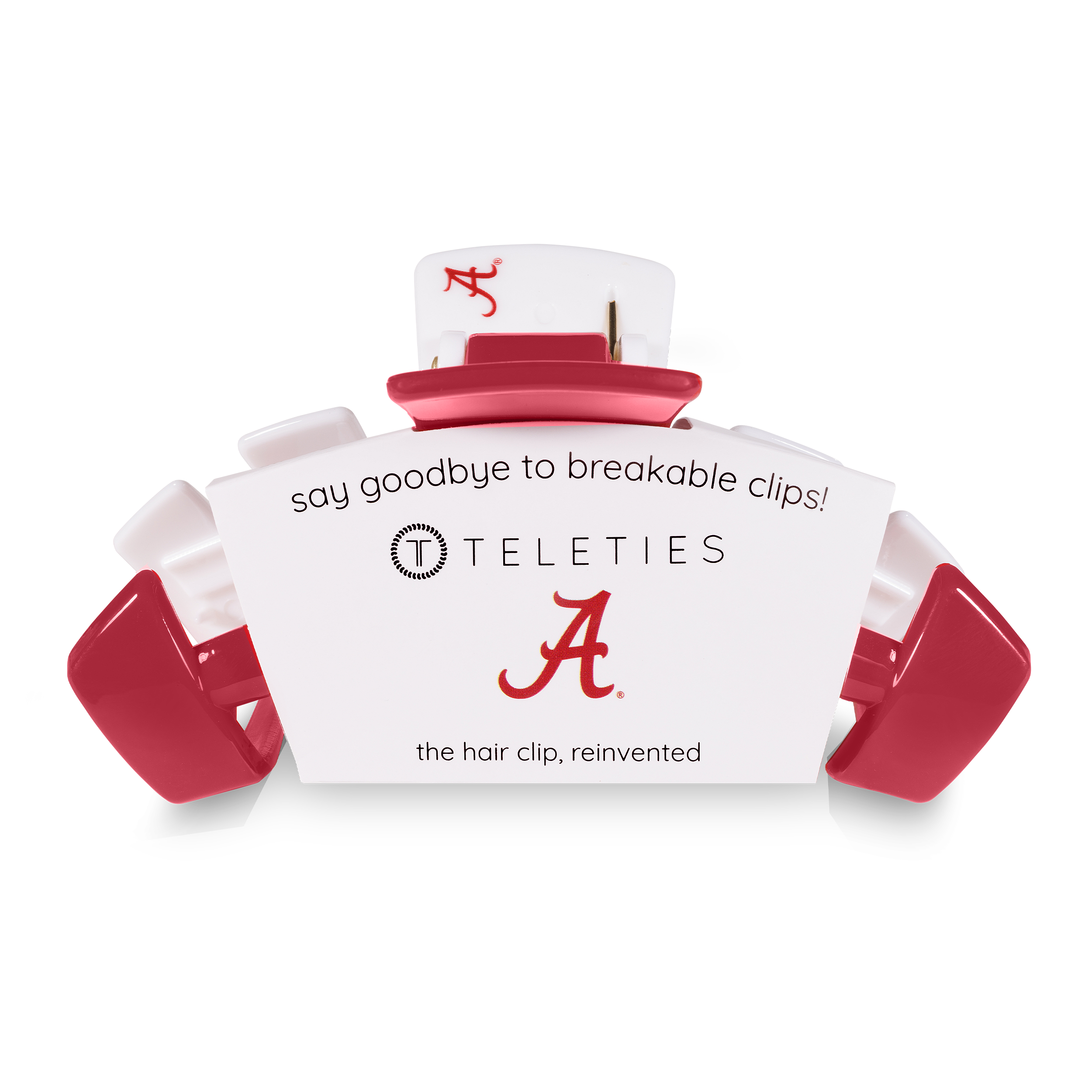 Classic Hair Clip | Large | University of Alabama showing claw clip with bendable teeth that spring back to shape