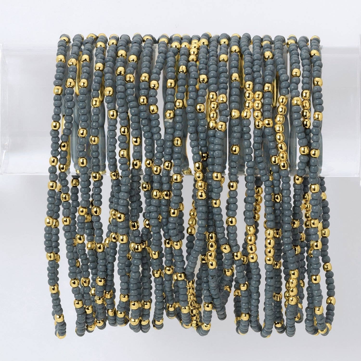 Gray Solid Seed Bead Bracelet