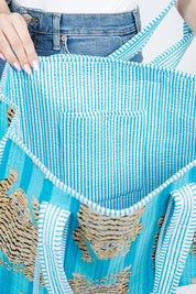 Blue Tiger Reversible Quilted Tote Bag
