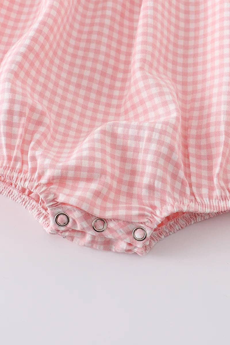 Girls Strawberry Plaid Smocked Romper