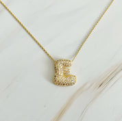 Crystal Bubble Initial Necklace: C