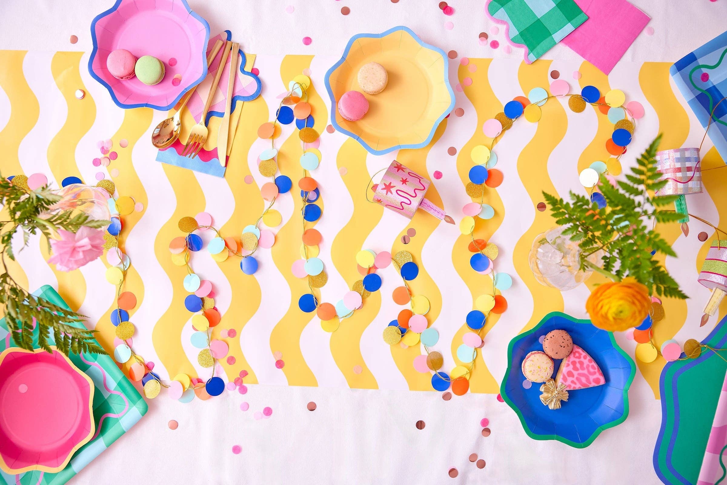Rainbow Confetti Garland showing lightweight