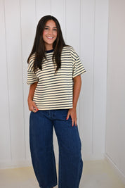 Navy Striped Short Sleeve Tee