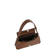 Vegan Leather Push Lock Flap Shoulder Baguette Bag