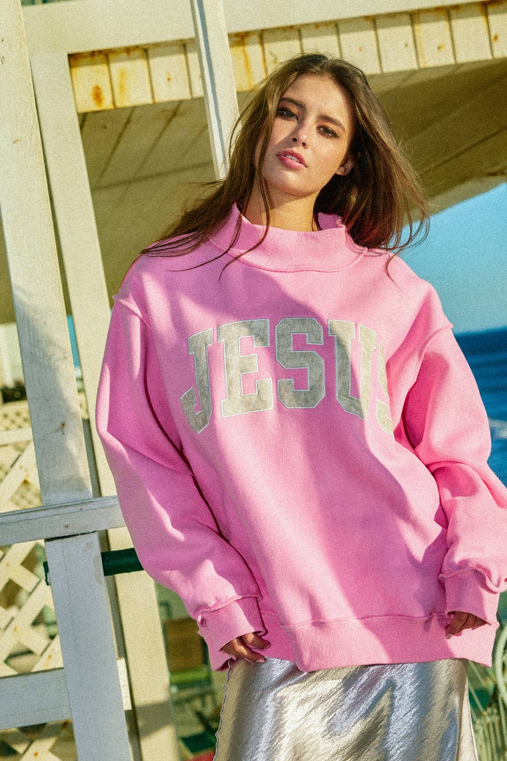 Pink Camo Jesus Mock-neck