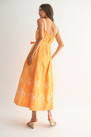 Sunburst Embroidered Maxi Dress