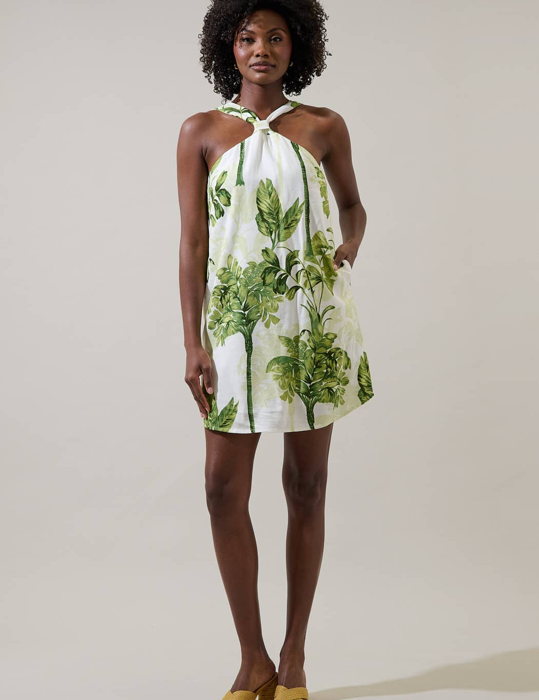 Palmet Tropical Amory Halter Mini Dress