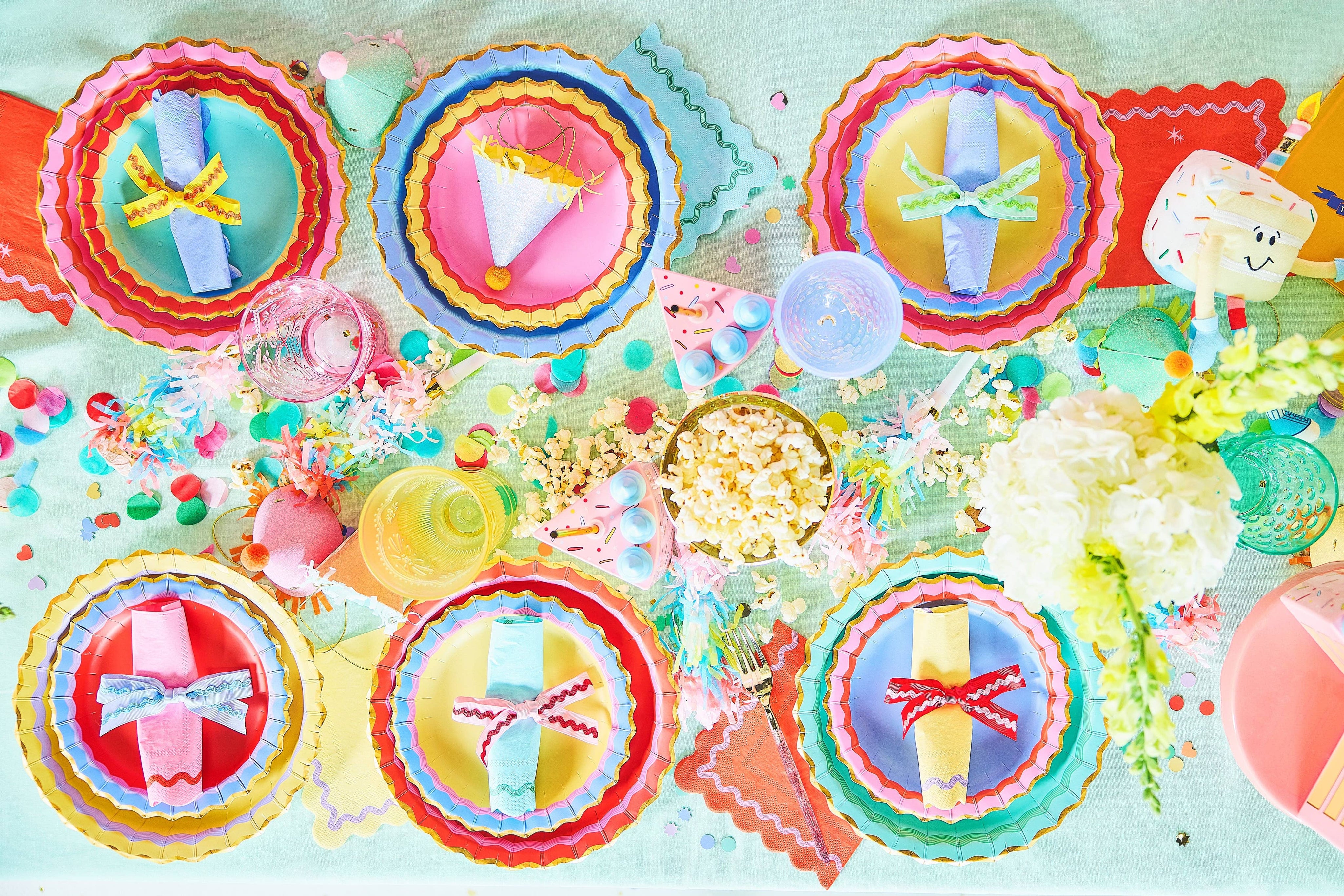 Rainbow Ric Rac Assorted Dinner Plates (10 ct) from Ninety Nine Boutique