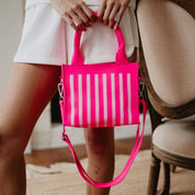 Hot Pink Striped Mini Tote Bag