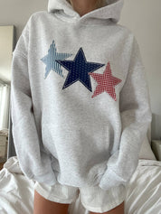 Gray Star Embroidered Hoodie