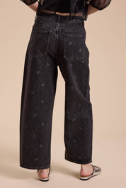 Heart Printed Denim Pants
