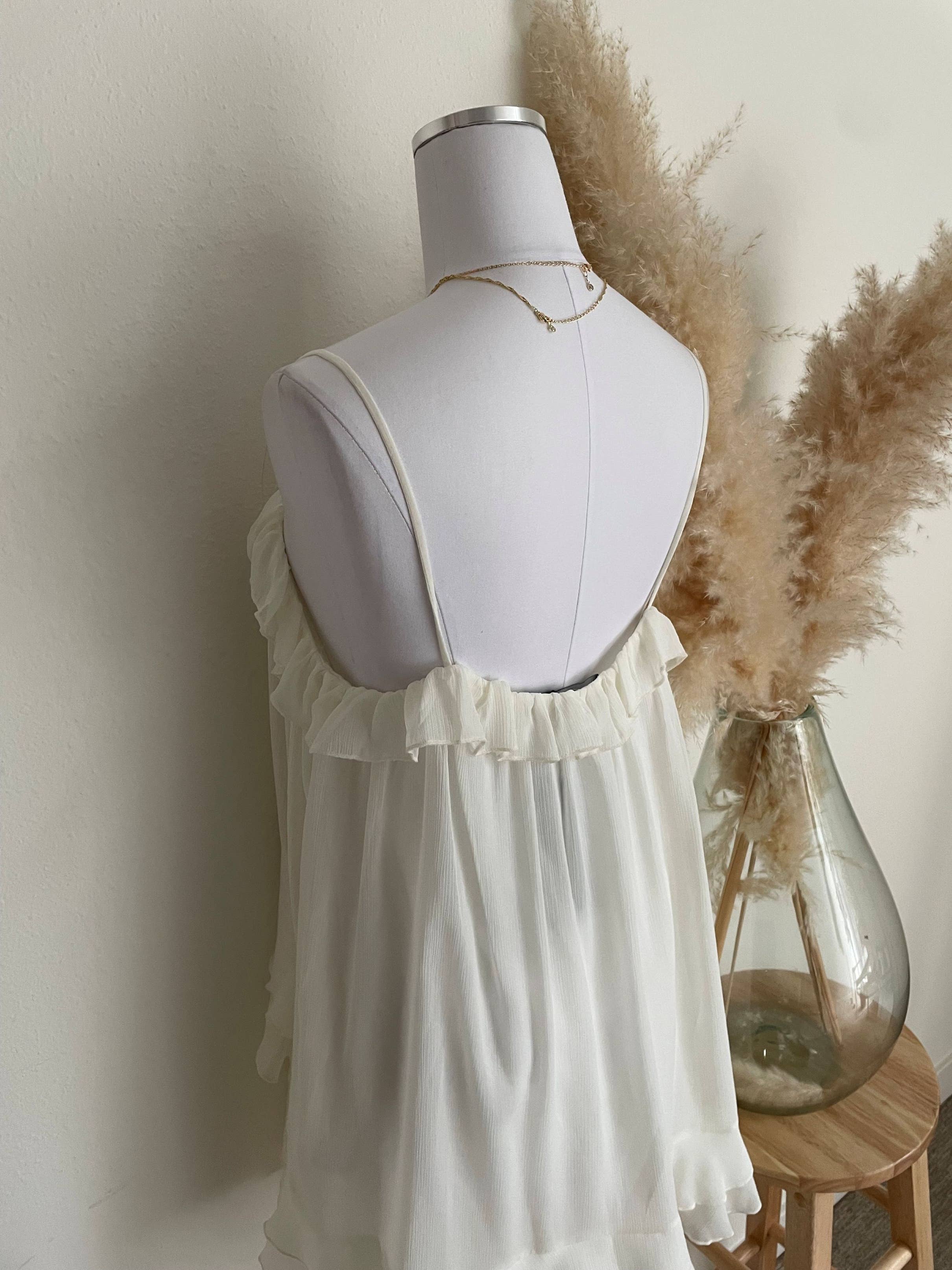 Cream Ruffled Mini Dress