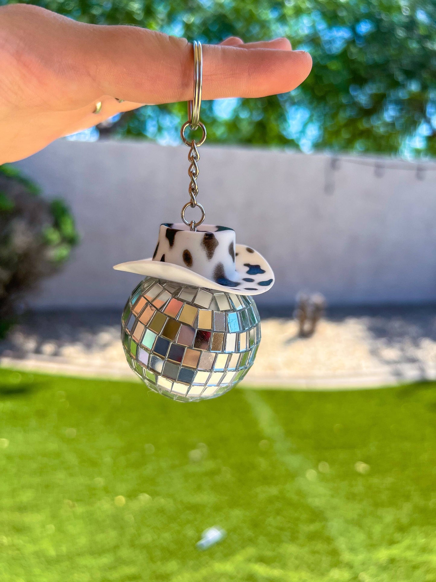 CowGirl Disco Ball Hat Keychains: Pink - Big Disco