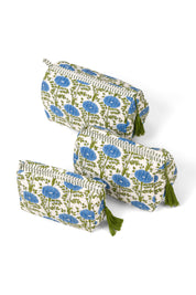 Green Floral Makeup Bag showing wipeable liner
