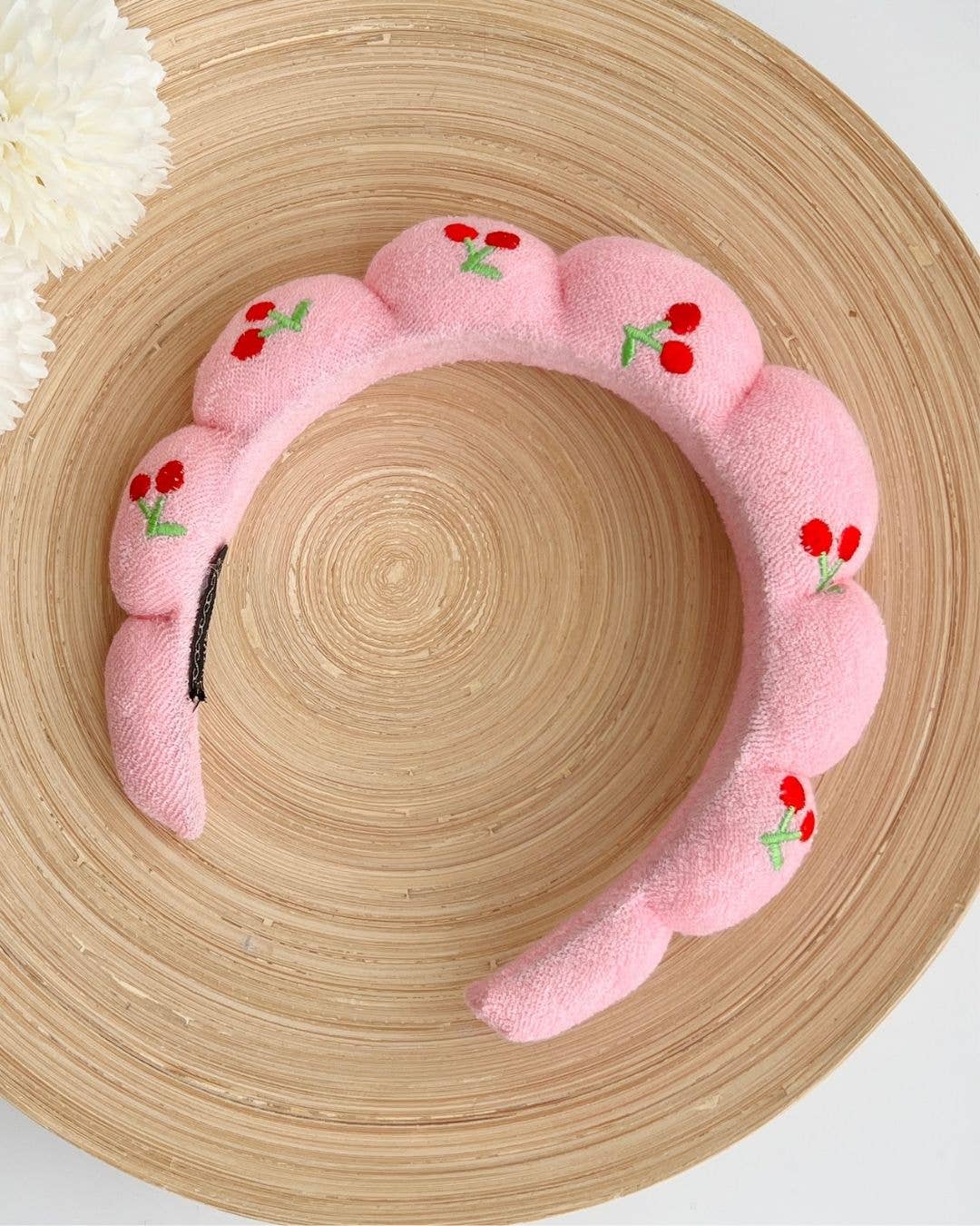 Cherry Spa Headband | Cute Pink Self-Care Terry Headband
