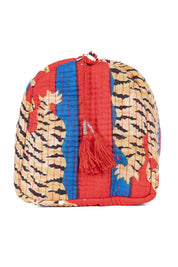 Red/Blue Tiger Quilted Makeup Bag Set of 3