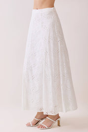 White Eyelet Maxi Skirt
