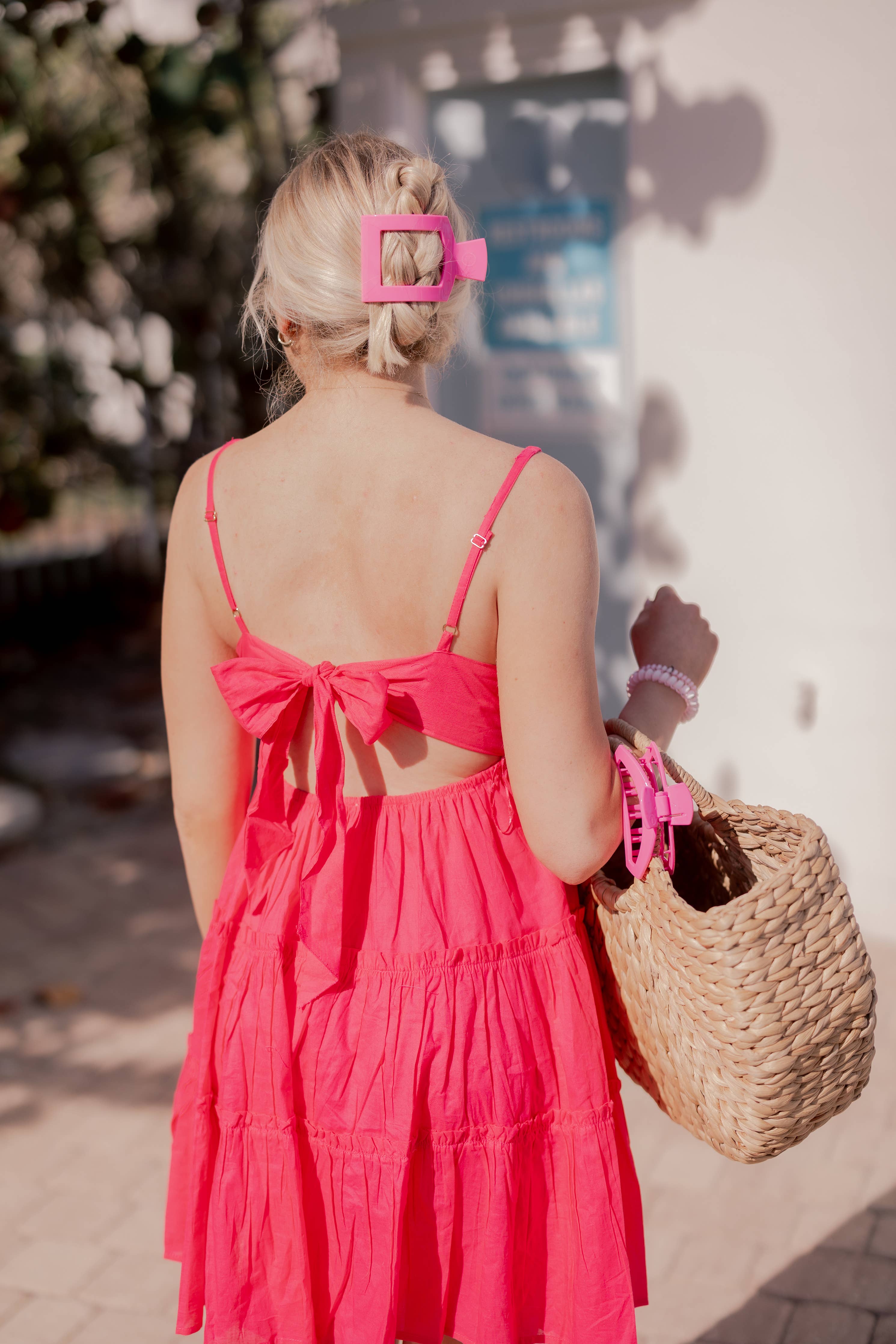 Flat Square Hair Clip | Large | Paradise Pink showing lightweight, durable, and nearly unbreakable
