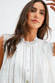 White Sleeveless Cotton Blouse