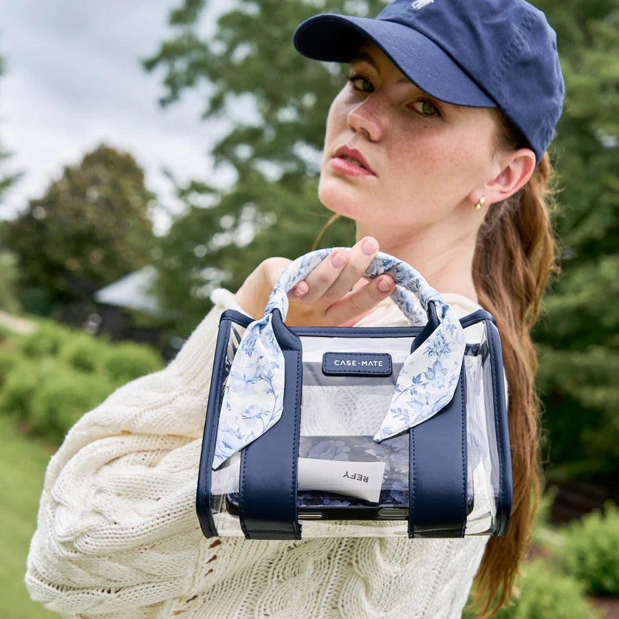 Navy Stadium Tote With Strap