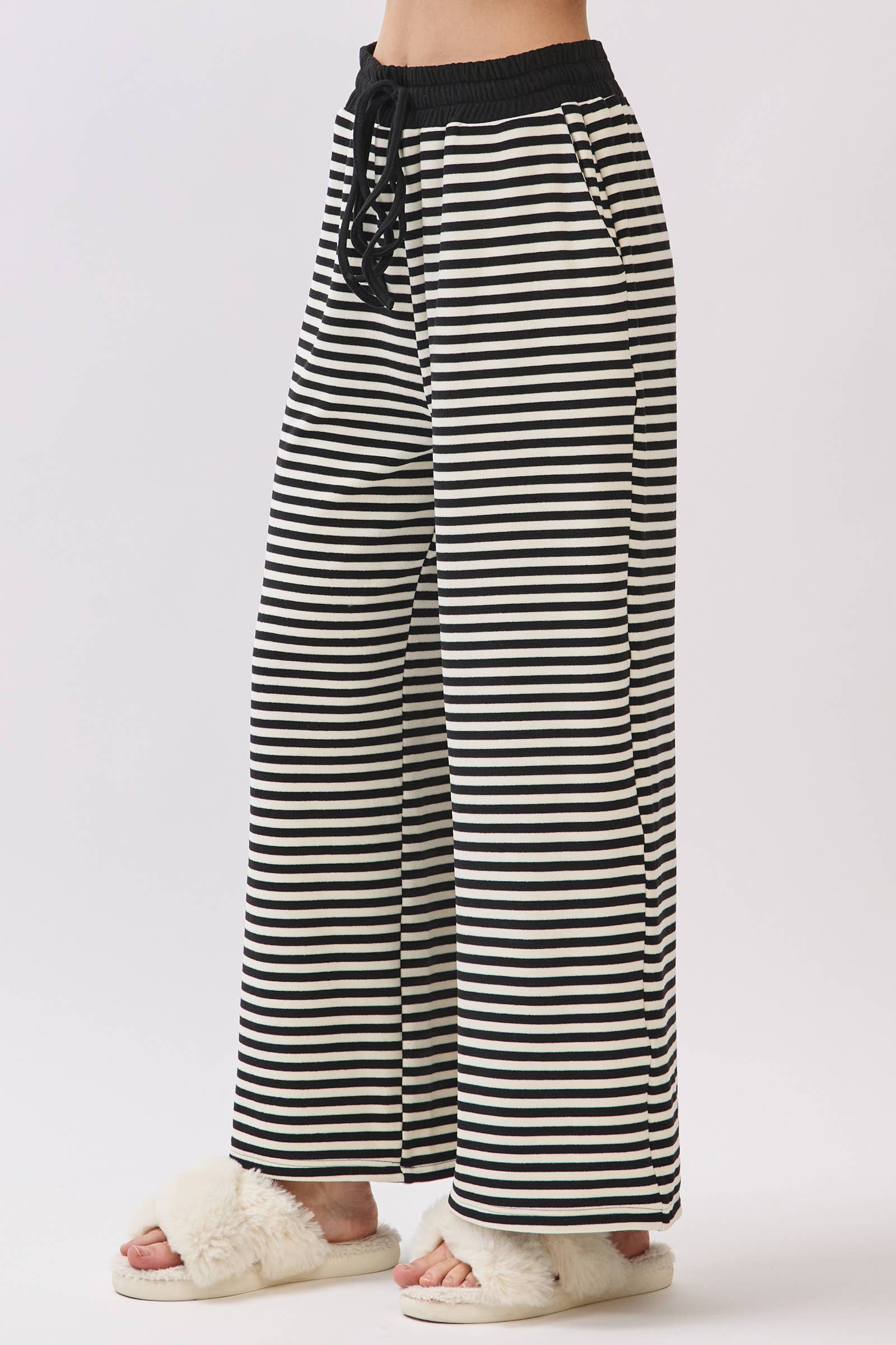 Striped Button Henley Brushed Lounge Set