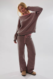 Green & Pink Stripe Sweater & Pants Set