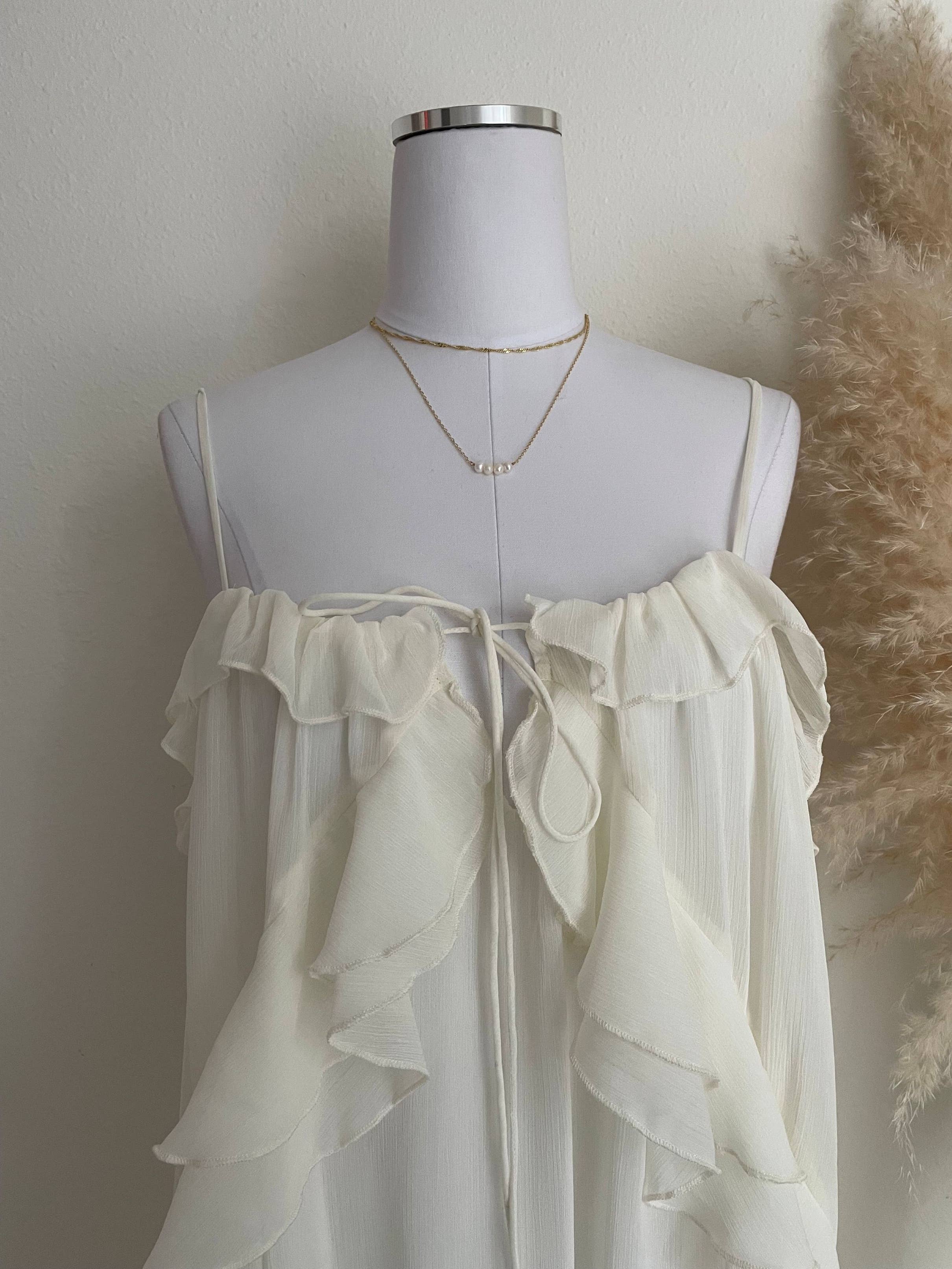 Cream Ruffled Mini Dress