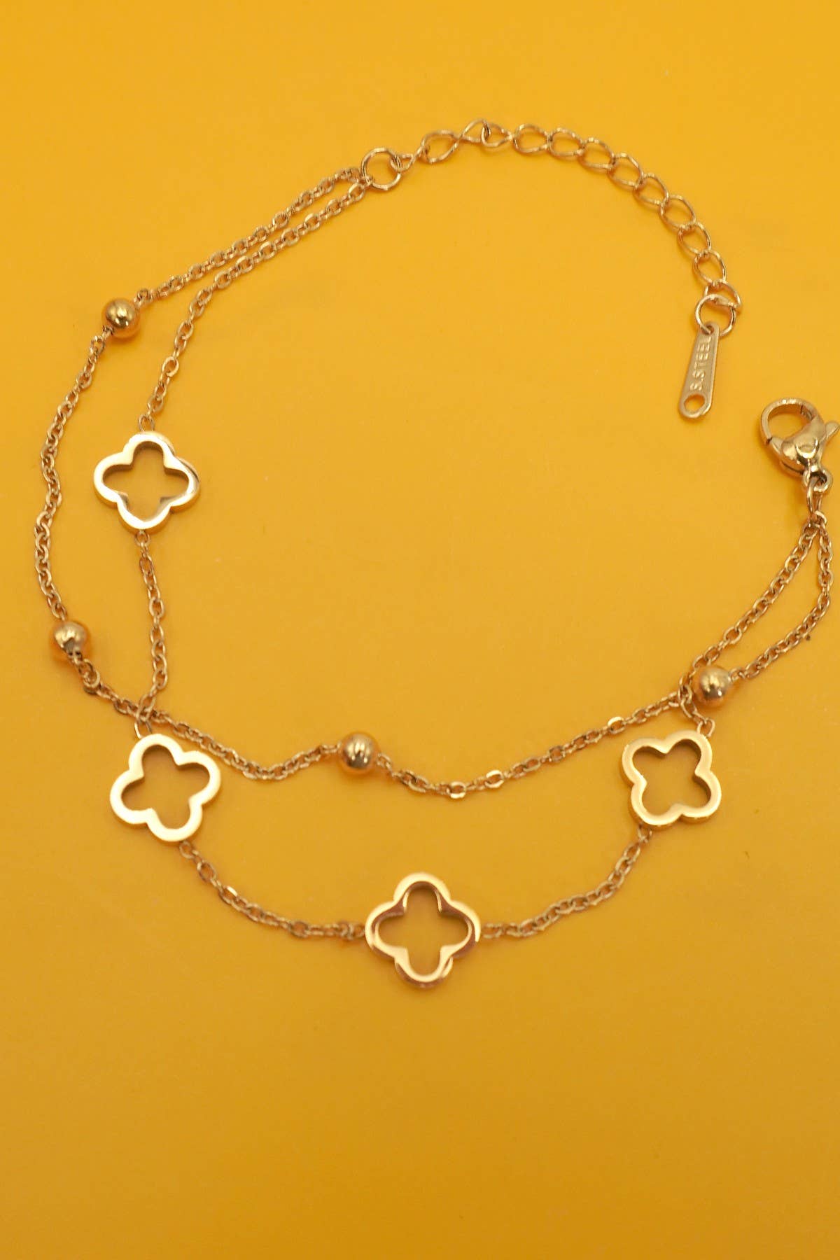 18k Stainless Steel Clover Tarnish Free Bracelet