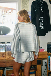 Gray Oversized Striped T-shirt