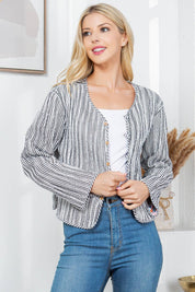 White Floral Print Quilted Patch Reversible Jacket