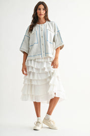 Gray Detailed Oversized Cardigan