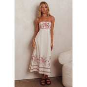 White & Red Floral Maxi Dress