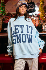 Light Blue Let It Snow Mockneck Sweatshirt