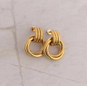 Gold Double Round Stud Earring