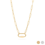 18K Gold Paperclip Carabiner Necklace