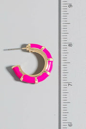 Enamel Bamboo Style Hoop Earrings