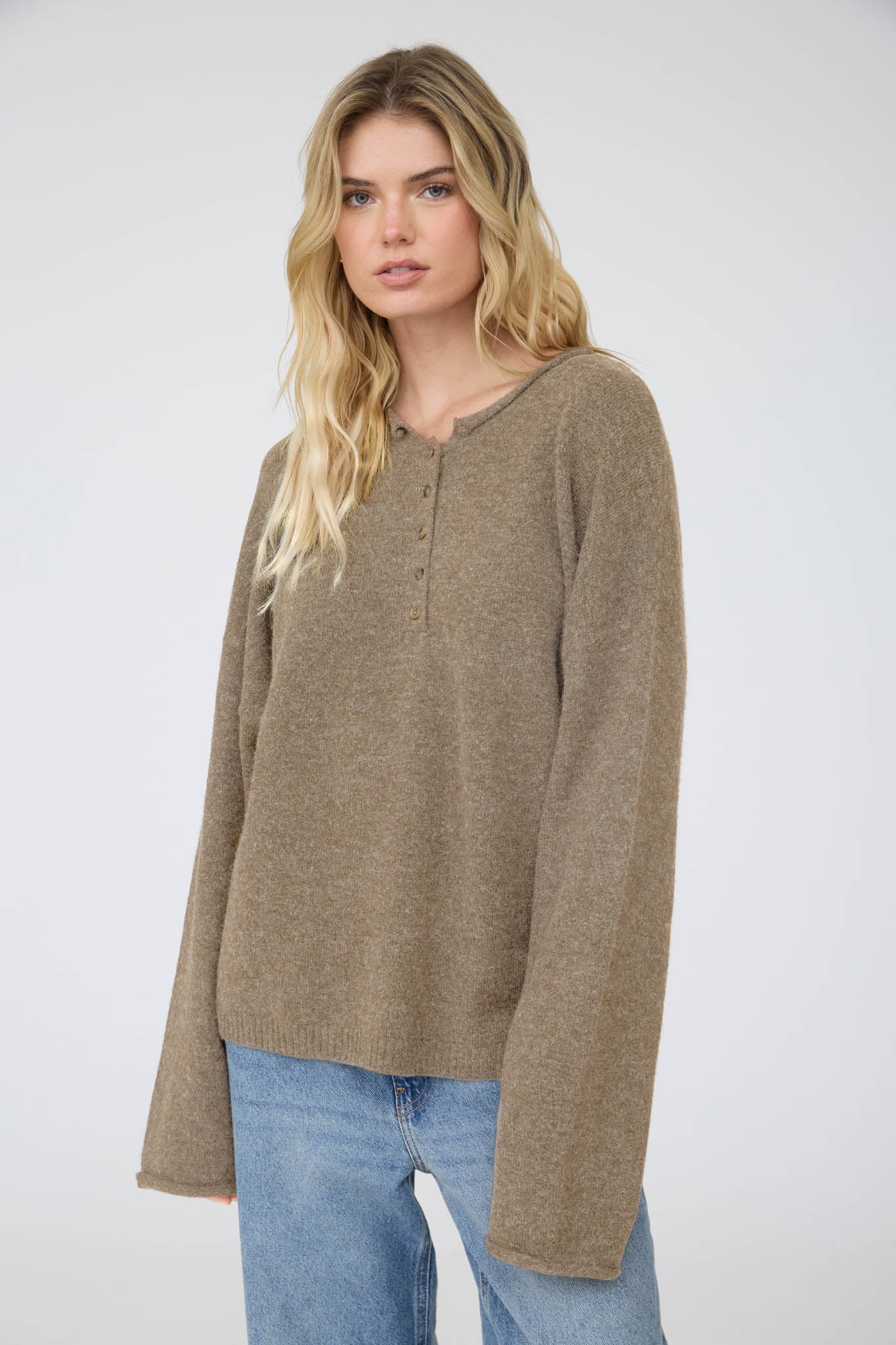 Light Brown Drop Shoulder Pullover